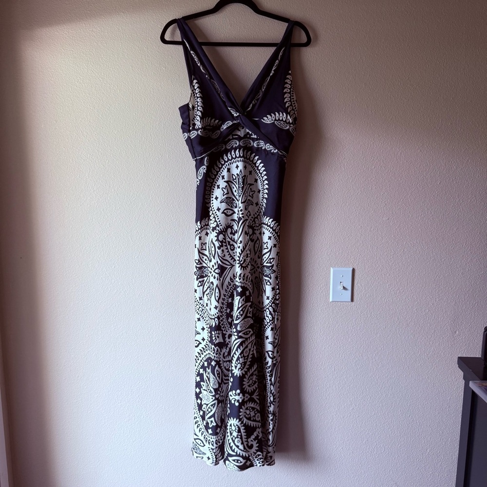 Caroline Constas Navy and Cream Patterned Maxi Dress - Picture 2 of 4
